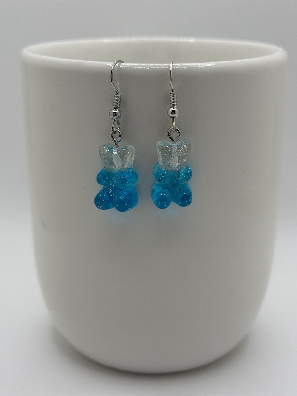 Blue Gummy Bear Dangle Earrings Handmade Jewelry Earrings